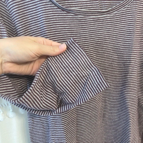 L.L. bean 3/4 length sleeve shirt striped purple and gray size M - Picture 3 of 5